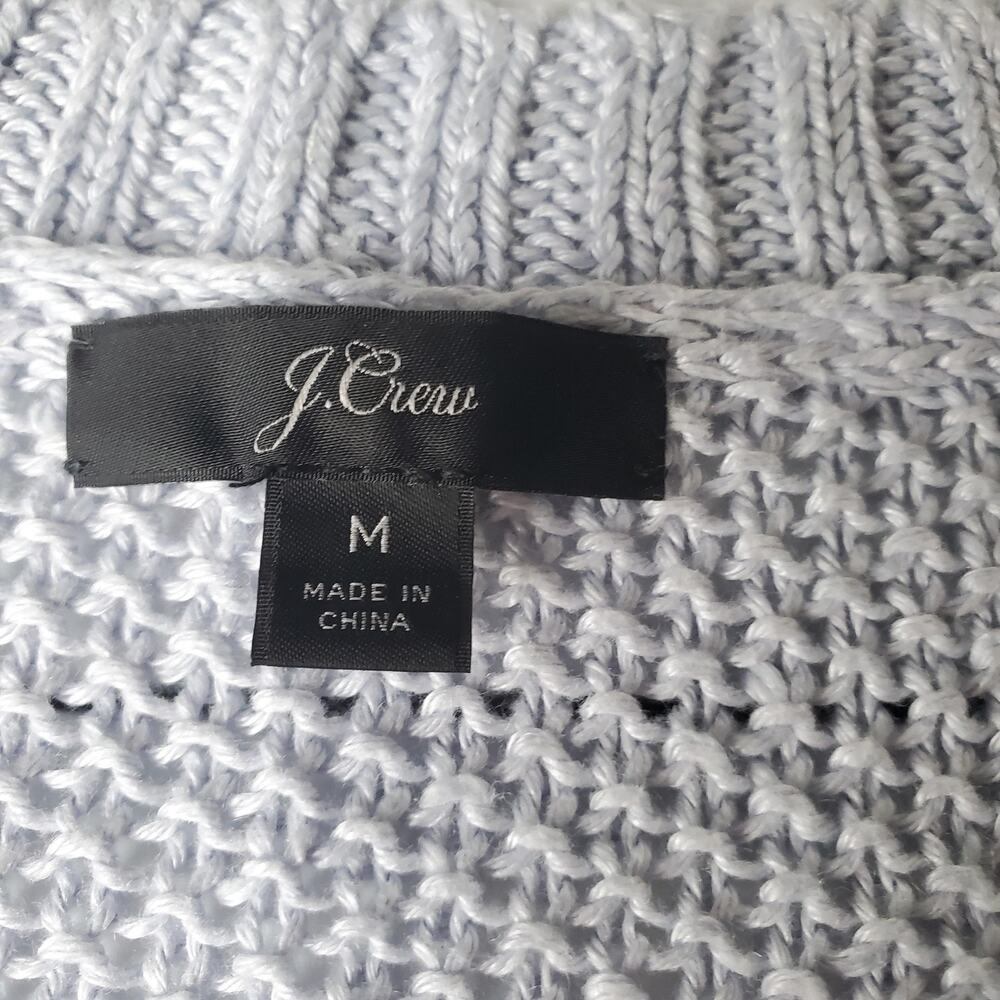 J Crew Sweater Womens Medium blue 100% Linen Crew Neck Knit Pullover Textured - Picture 3 of 10